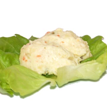 Russian salad, diced potatoes, beef