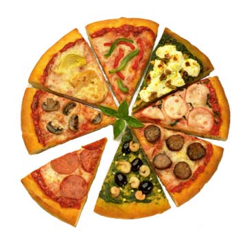 Pizza, mixed varieties, ready-to-eat