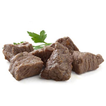 Beef chunks, cooked