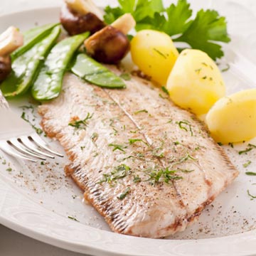 Flatfish, sole, cooked