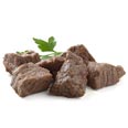 Beef chunks, cooked